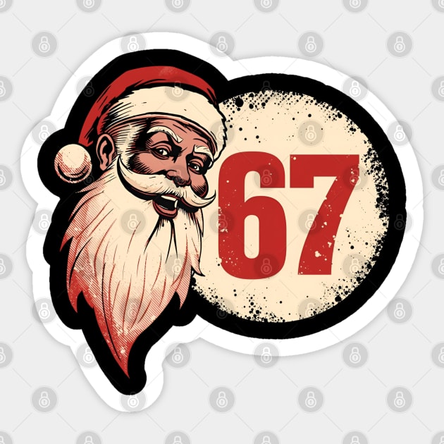 Vintage Santa Claus 67 Christmas Number Sticker by Ink Lines
